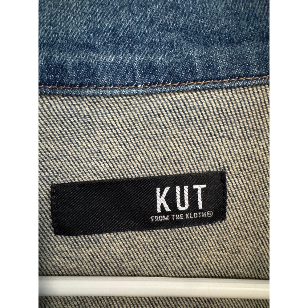KUT from the Kloth Helena Denim Jacket Womens Large Blue Stretchy Fabric - Picture 5 of 6